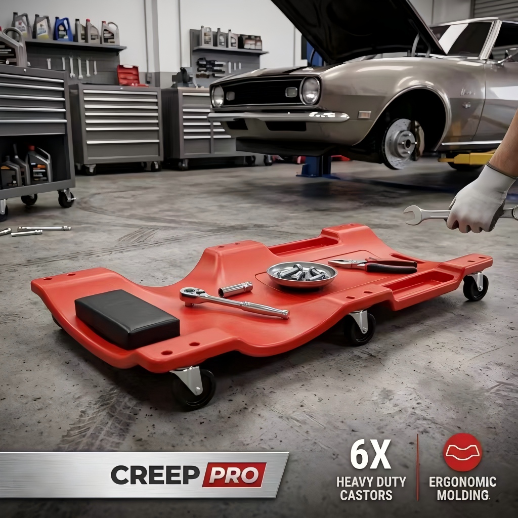 Heavy Equipment Operator - 40'' 6-Wheel Heavy Duty Mechanic Creeper,